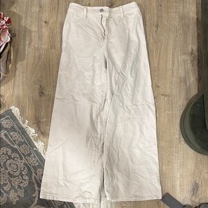 Wide-Leg Cream Pants